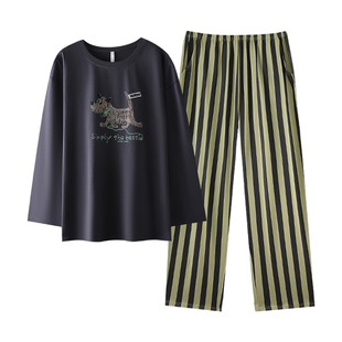 本棉客抗菌新疆棉情侣睡衣套装春夏长袖长裤卡通可外穿家居服套装