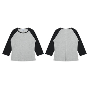 TreesBasic(女款)基础款七分插肩袖T恤简约修身长袖T恤