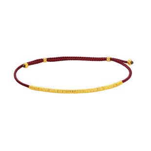 赛菲尔足金手链黄金手绳盘缠金红绳手链碎金指手串新年本命年红绳