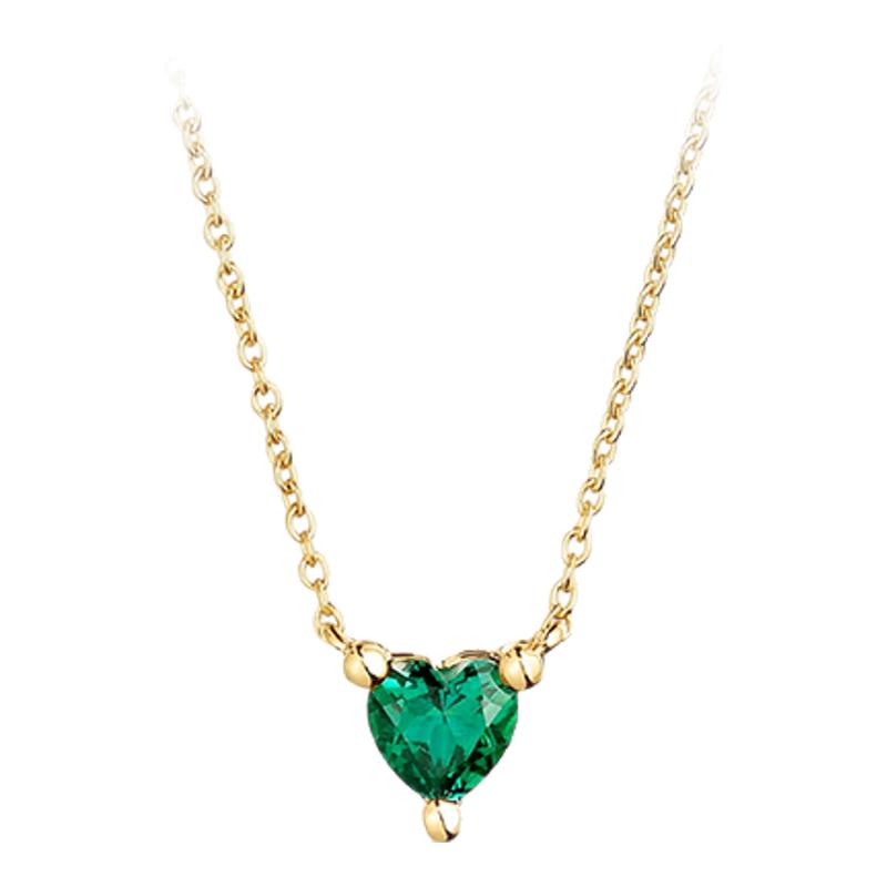 【新品】TOUS桃丝熊Garden Of Love系列银镀18K金合成绿宝石项链
