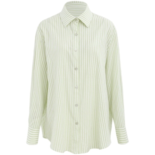 sincethen 法式条纹粉白衬衫马甲小背心穿搭粉衬衣粉色上衣女秋冬