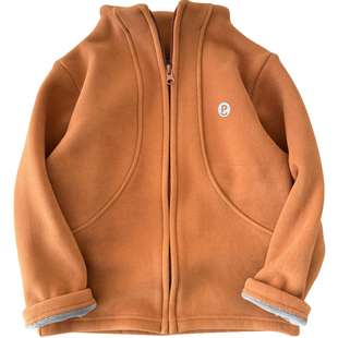 男童加绒加厚拉链运动外套中大童防风立领一体绒卫衣保暖校服神器