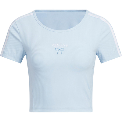 Adidas/阿迪达斯正品2025夏季款女士短款经典针织透气短袖KE5792