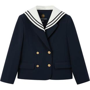 【零染科技】eland kids衣恋童装女童西服25年春秋海军领刺绣外套