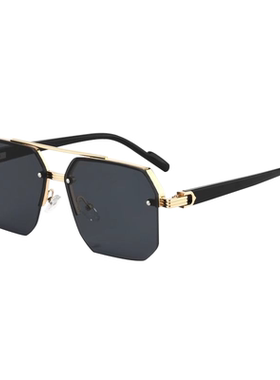 时尚商务太阳镜男女大脸显瘦半框双梁开车驾驶专用墨镜防紫外线潮