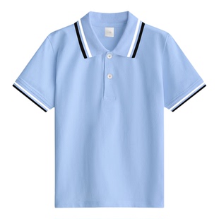北海市银海区第一小学t恤短袖polo衫小学生校服浅蓝色夏装上衣42