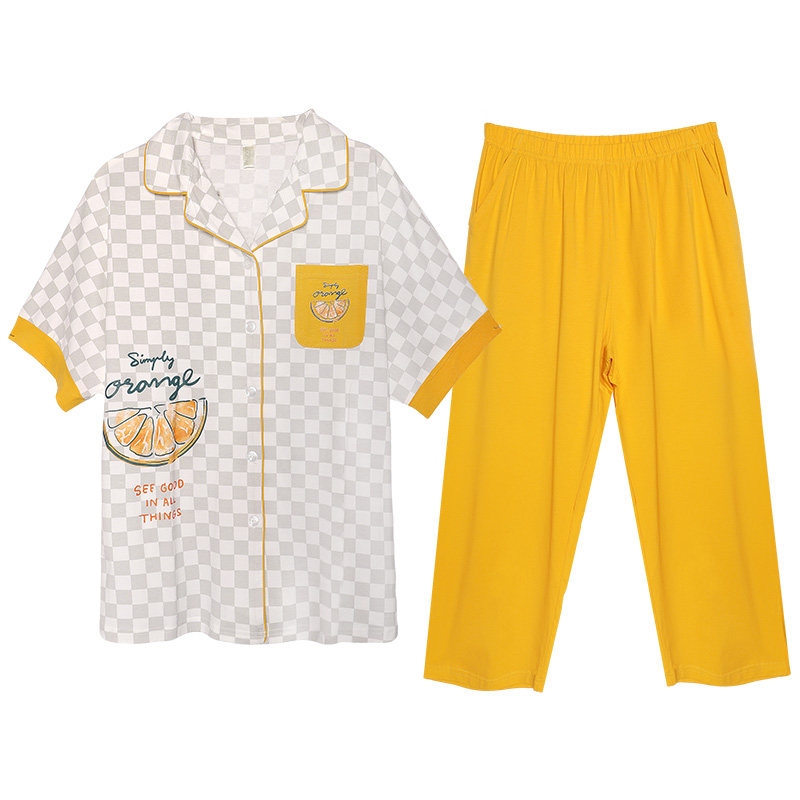 夏季休闲格子可外穿套装夏天女士