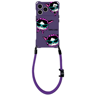 紫巾猫~mate60Pro挂绳手机壳四角带孔17Promax适用苹果iPhone16plus华为pura80/70斜挎新款14小米15ultra防摔