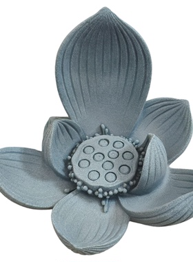 青砂石莲花香座禅意莲花底座摆件茶桌供佛造景美术拍照装饰