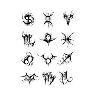 手指草本纹身贴男防水持久不反光暗黑星座字母仿真刺青海贼王罗