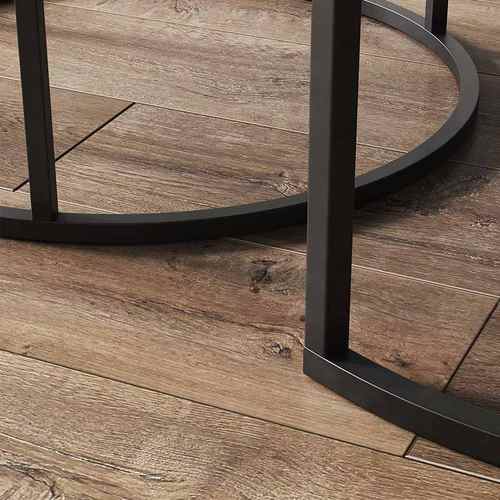 网红简易圆茶几轻茶几客厅阳台极简高级铁边艺风几桌家用奢现代感