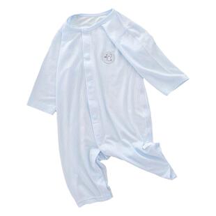 婴儿衣服夏季薄款长袖连体衣冰丝莫代尔无骨睡衣爬服男女宝宝夏装