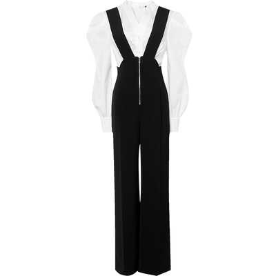 春装女装2026新款气质廓形袖白色百搭衬衫高腰显瘦背带裤长裤套装