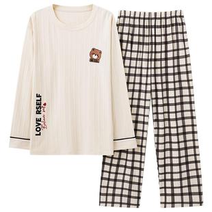 睡衣情侣春秋季纯棉可爱长袖女款男士套装大码夏秋冬可外穿家居服