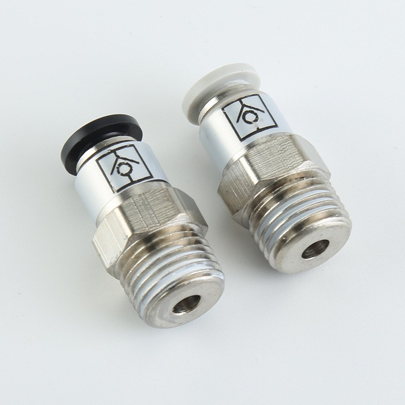 单向阀黄铜镀镍外螺纹直通气动接头SPC/VPC6-02/SPC8-02快速接头