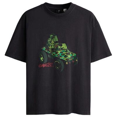 【Gorillaz】HM男装女装T恤街头霸王大廓形短袖重磅上衣1159823