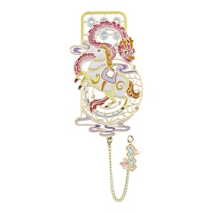 马腾福至金属吊坠款马年书签国风龙马马踏春燕非遗传统古典过年