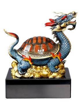 纯铜财富龙龟摆件办公室书房客厅