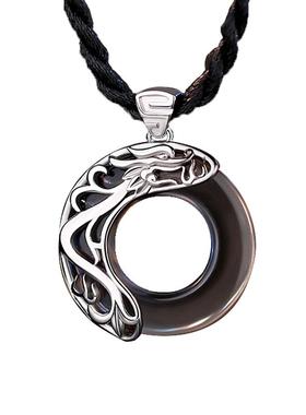 黑曜石纯银平安扣情侣情人节礼物