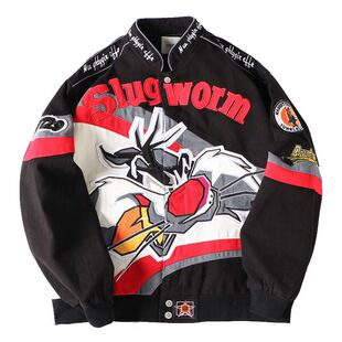 杜戴克2024新款秋冬男女刺绣夹克加厚长袖立领外套宽松纯棉棒球服