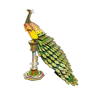 孔雀木制仿真3D立体拼图模型 儿童益智手工拼装玩具动物 DIY礼物