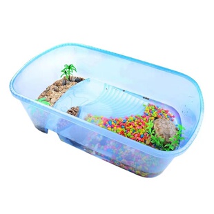 乌龟缸龟盆巴西龟晒台别墅小型塑料养龟鱼缸专用家用饲养盒送乌龟