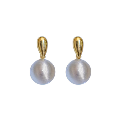 日韩合金材质撞色圆球耳环女