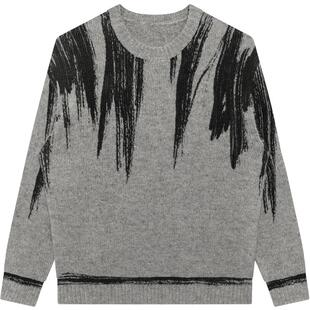 GXG奥莱 【生活系列】冬季品自游系列灰色圆领毛衫