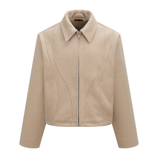 OaOO复古羊毛翻领短宽boxy夹克重磅秋冬男士毛呢短宽外套秋冬通勤