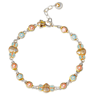 宫里上新纯银手链女999足银正品新中式珐琅手饰三八妇女节礼物