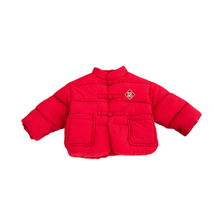 男童冬款新中式棉服套装男宝宝新年红色加厚保暖外套婴儿加绒裤子