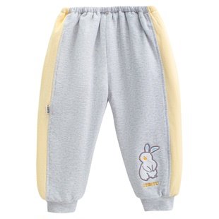 哥比兔儿童保暖束脚裤子休闲长裤男童女童三层夹棉裤子保暖长裤