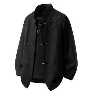 男士新中式礼服国风外套男新款开衫外搭古风男装衣服结婚中式西服