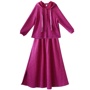 【斑斓秋日】2025秋季连帽卫衣开衫半身裙两件套装懒惰风宽松女装