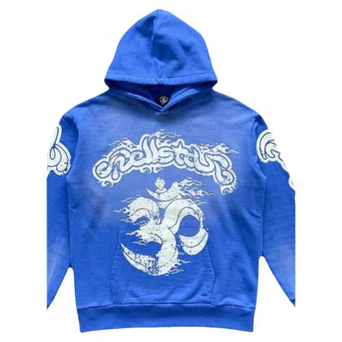 Hellstar Studios Blue Yoga Hoodie pants 洗水拼接休闲卫衣长裤