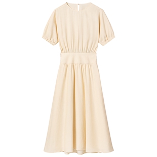 OCHIRLY欧时力  天丝A字连衣裙女连袖后挖空收腰2025夏季新品