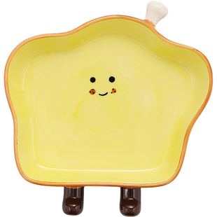 可爱面包吐司陶瓷盘子家用小吃盘水果沙拉盘甜品小菜碟釉下彩餐盘