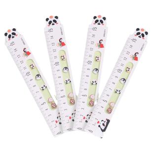 得力摇摇乐熊猫直尺15cm厘米高颜值可爱学生专用尺子初中生亚克力加厚可爱儿童波浪尺子高中生学习用品