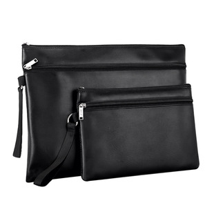 杰利 男士侧提文件包袋A4防水钱包商务手提手拿式夹包档案袋定制LOGO 产检资料收纳袋PU化妆包包大容量女皮质