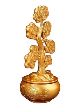 招财可旋转摇钱树聚宝盆摆件