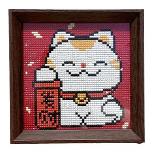 送元宝 带框钻石画2025新款发财招财猫咪新手DIY钻石贴十字绣摆台