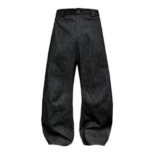 JCAESAR DENIMS 低裆打褶原牛 膝盖打褶 双侧缝结构线 阔弯刀廓形