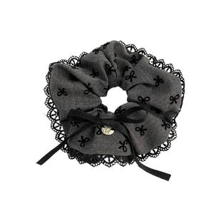 灰色格雷系蝴蝶结方巾大肠发圈女高级感马尾辫丸子头发饰皮筋发绳