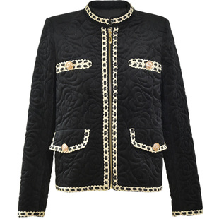 黑色立领小香风外套女春秋短款复古夹克2024新款小众显瘦加厚上衣