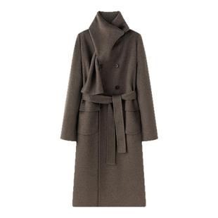 吴昕同款 A Memory Inside澳洲绵羊羊驼毛双面呢大衣女围巾领外套