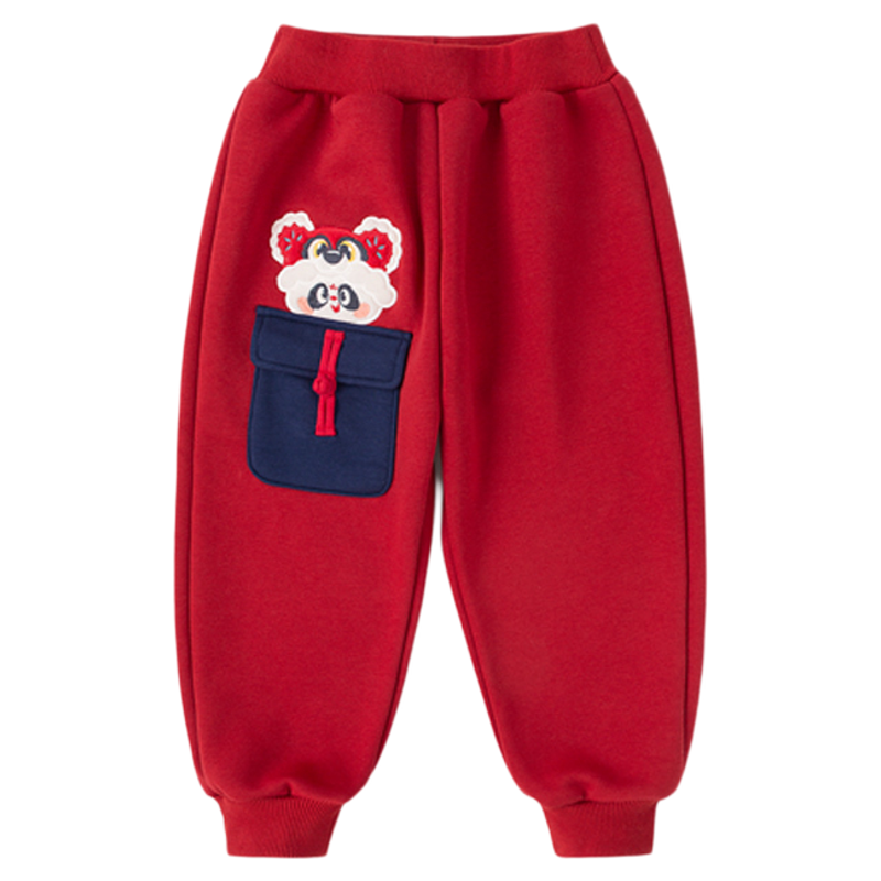 嘟嘟家儿童拜年裤男童年裤加绒女童裤子洋气男宝运动裤新中式冬季