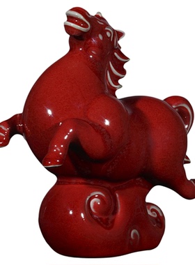 2026马年陶瓷生肖红色马摆件招财办公室桌面装饰品本命年新年礼物