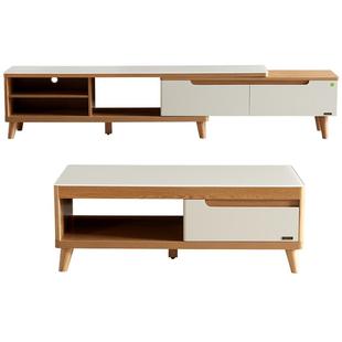 全友家居新中式原木风玻璃茶几小户型客厅家用储物柜电视机柜组合