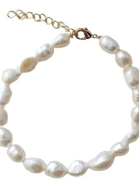 巴洛克天然淡水珍珠手链女法式复