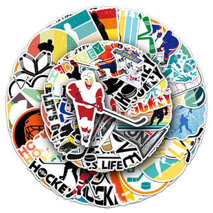 100张冰上曲棍球创意贴画冰球运动员装饰旅行箱滑板头盔防水贴纸